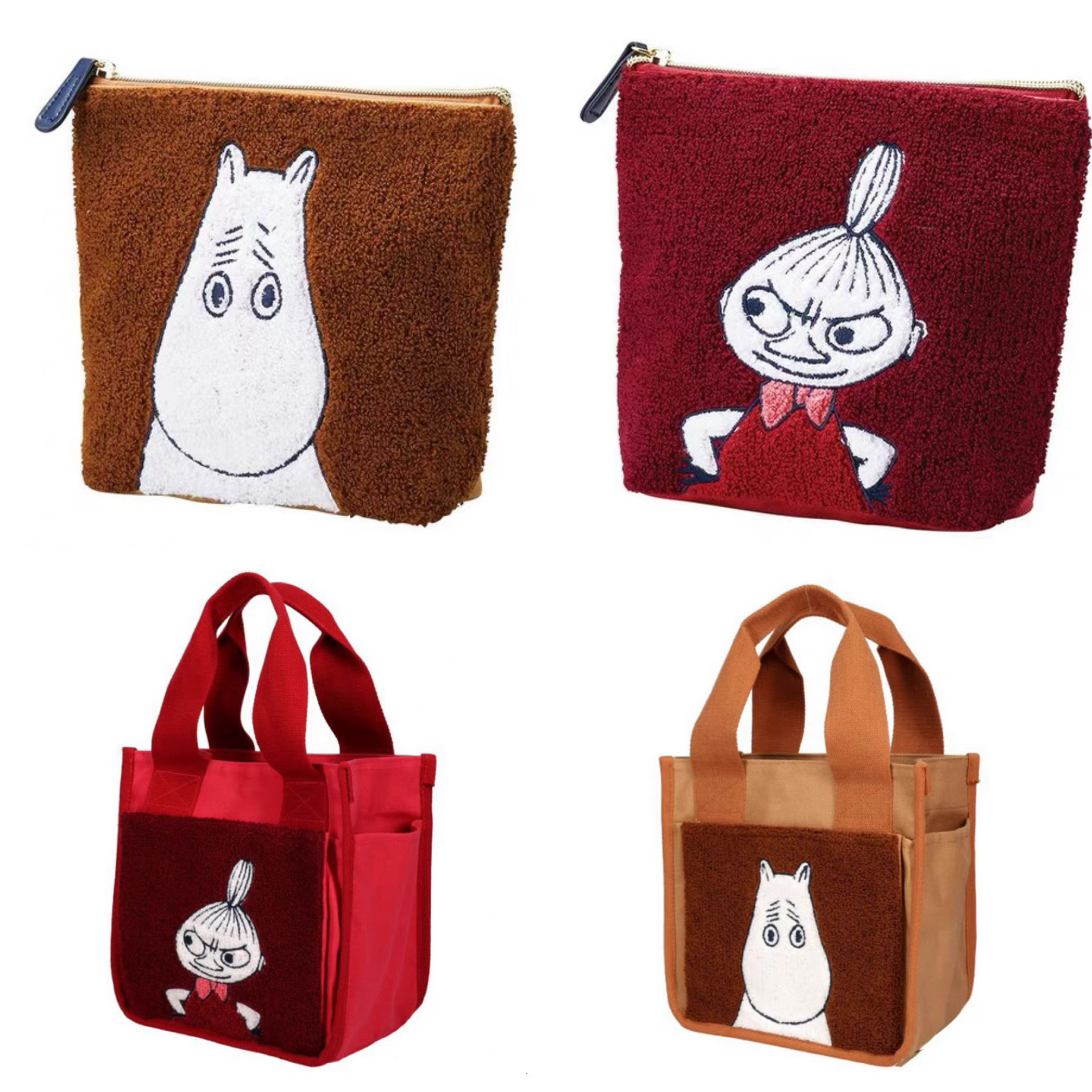 日本原单moomin亚美姆明毛巾绣帆布手提包便当包化妆包收纳包