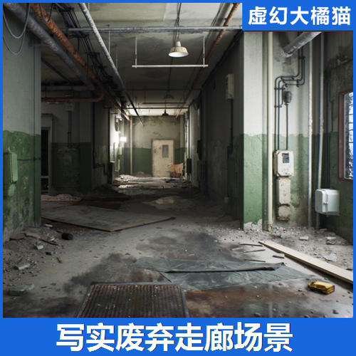 UE5虚幻5 Abandoned Corridor 写实废弃走廊场景工业环境水泥墙壁
