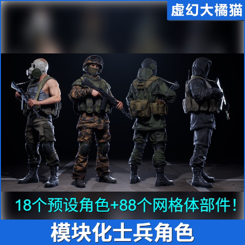 虚幻UE5.6+MODULAR SOLDIER PACK Vol. 3 模块化士兵人物模型 FPS