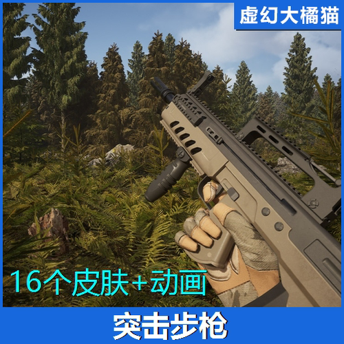 UE4UE5 Assault Rifle 01 写实FPS突击步枪武器模型素材 射击游戏