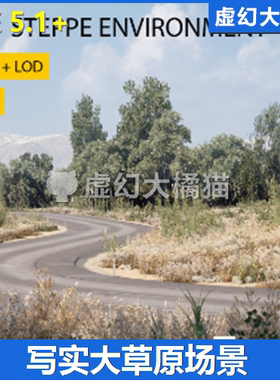 UE5虚幻 Steppe Environment 4x4km 写实草原芦苇杨树柳树湖场景