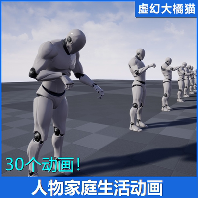 UE4UE5 House Anim Pack人物家庭生活动画包吃东西切菜洗手开关门