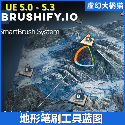 UE5虚幻5 Brushify SmartBrush System 地形地貌工具笔刷蓝图场景