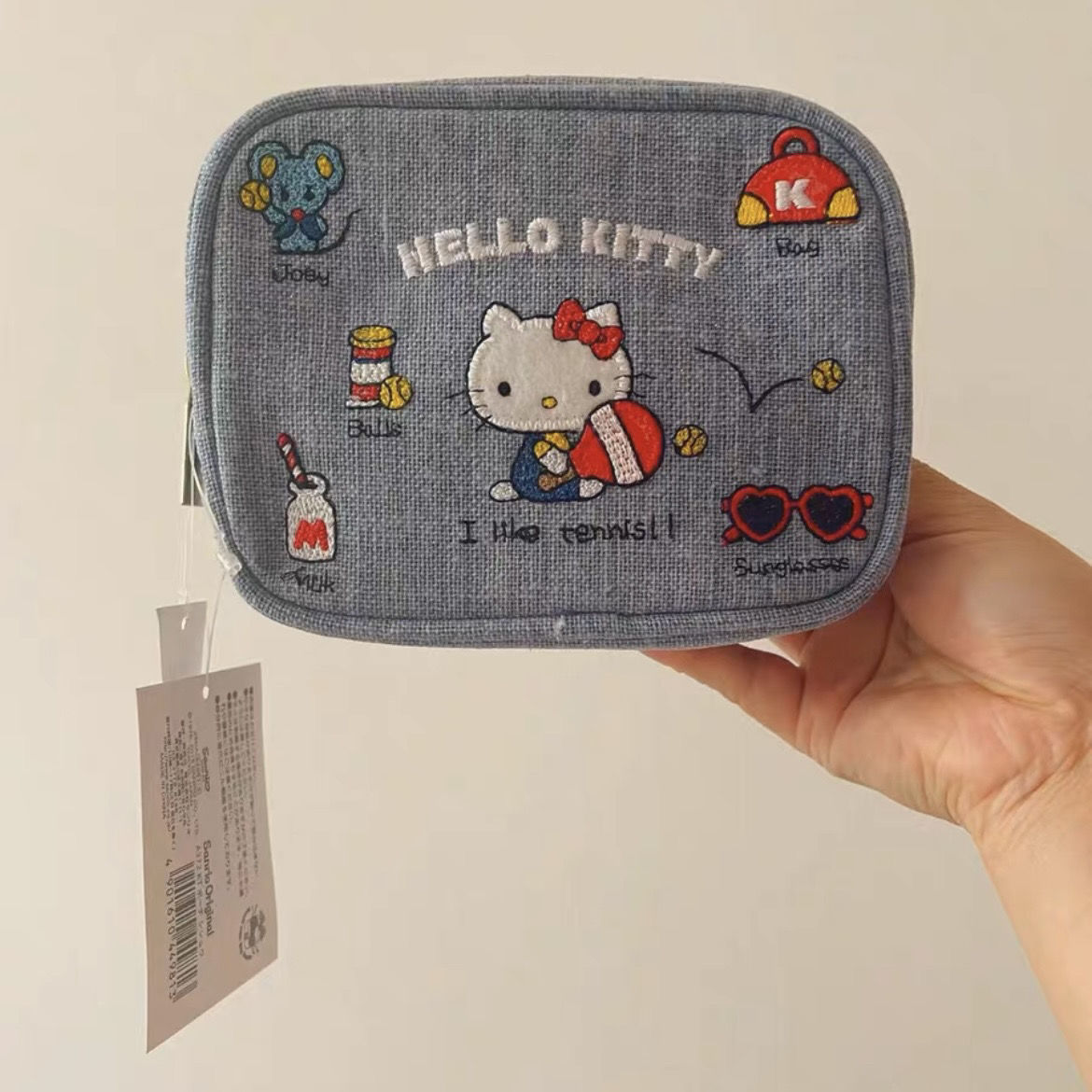 日系HelloKitty牛仔包零钱包化妆包女便携刺绣可爱外出收纳小包