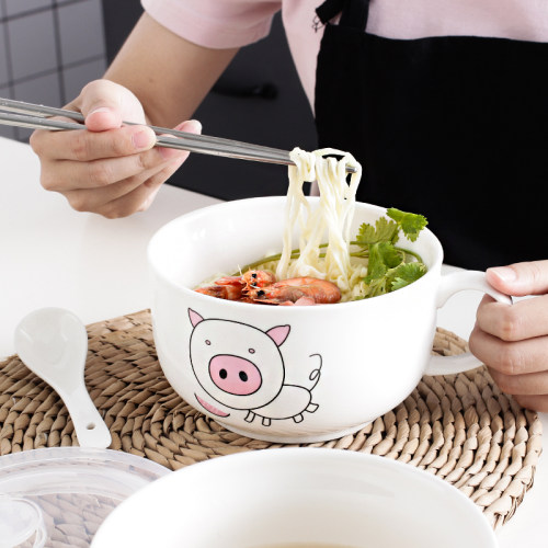 陶瓷十二生肖饭盒超大泡面碗带盖