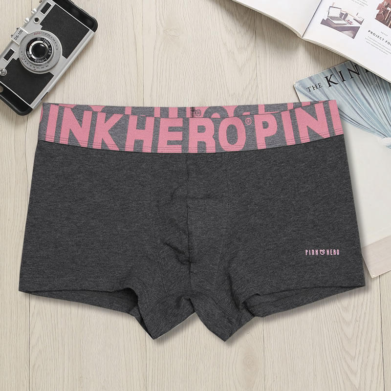 PinkHero 男士平角内裤运动长款中腰舒适纯棉透气大码青年四角裤