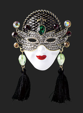 跨境热销欧美风复古女王面具胸针