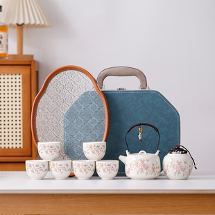 中式提梁壶轻奢旅行茶具套装国潮便携快客杯精美茶具伴手礼送客户