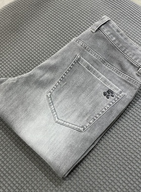 AK5 额尔多思牛仔裤男春秋款直筒修身舒适休闲灰色时尚百搭长裤子