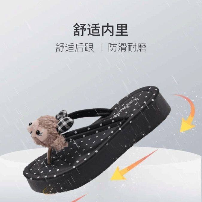 厚底人字拖女外穿夏季新款卡通可爱波点轻便防滑沙滩夹趾凉拖鞋女图片