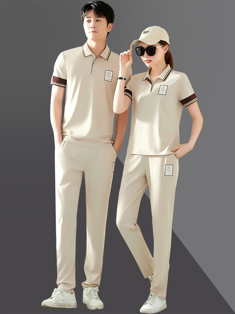 运动套装男士2025夏季短袖POLO衫男女休闲两件套新款情侣运动服女