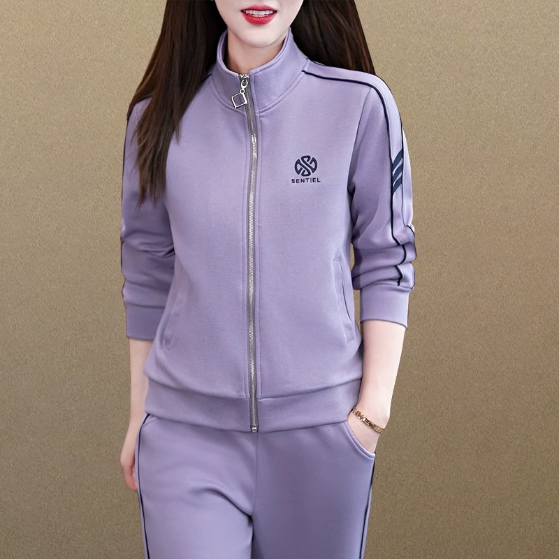 运动套装女2025新款春秋季开衫时尚减龄休闲卫衣跑步大码两件套
