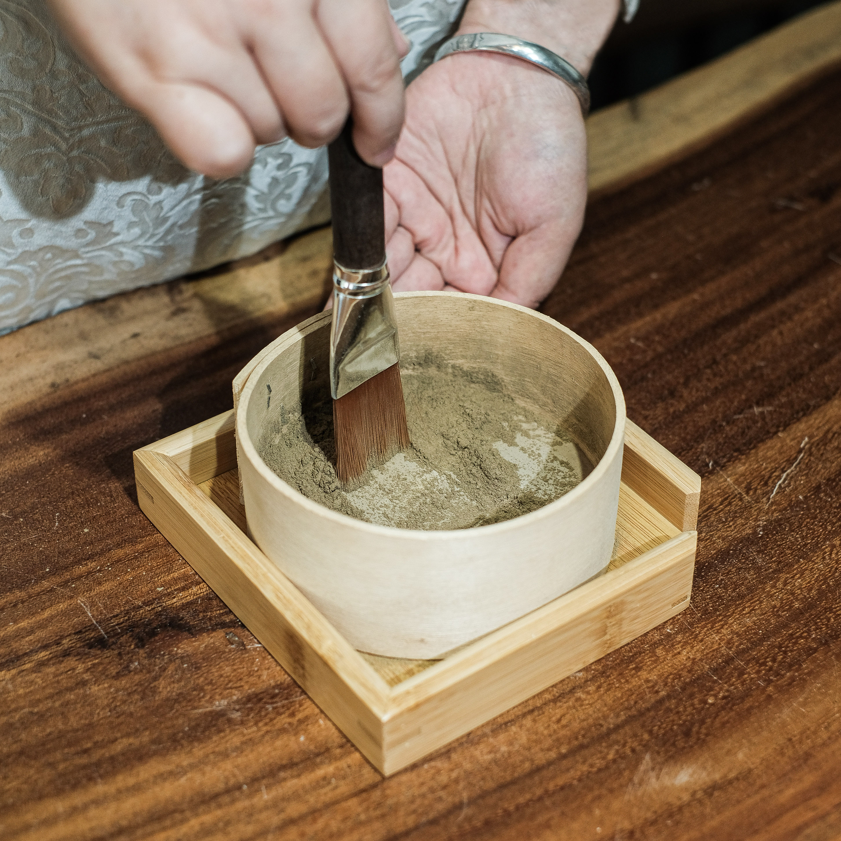 宋研 | 300目木绢茶罗 仿宋13cm手工木框蚕丝网茶筛 点茶师考证款