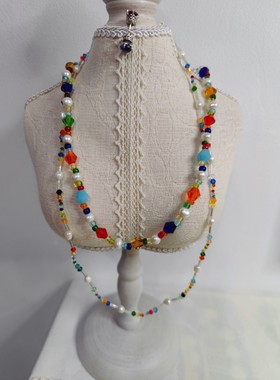 原创手作淡水珍珠玻璃珠项链手链 不退换 满50包邮