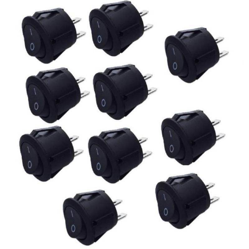 10pcs on/off round rocker toggle switch 6a 250v power switch