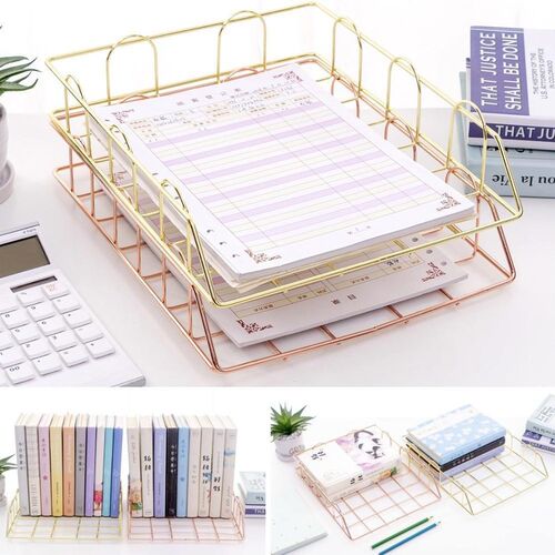 File shelf Storage Office Desk Organizer Iron Grid Office Su
