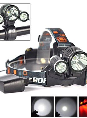 BORUIT 6000LM 3x XM L T6 White+2R5 Red LED Bicycle Head Lig