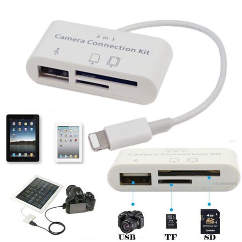 USB Card Reader Micro SD Camera DSLR Link Adapter for iPad,