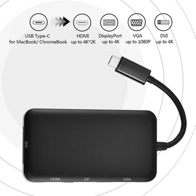 4-In-1 USB-C 3.1 Type C to HDMI DP DVI 4K VGA Multiport Cabl