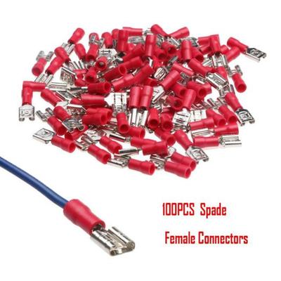 100Pcs FDD1.25-250 Female Insulated Electrical Crimp Termina