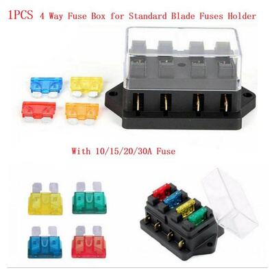 4 Way Fuse Box With 6.3mm Lucar Push-in Terminals Clips Stan