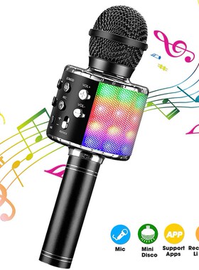 Studio Record Bluetooth Karaoke Microphone WS858L LED Music