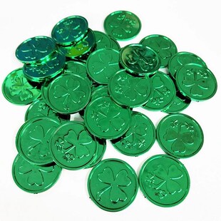 100pcs St Patricks Day Coins Lucky Green Shamrock Coins Fan