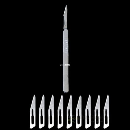 10pc 23# Carbon Steel Surgical Scalpel Blades + 1pc Handle S
