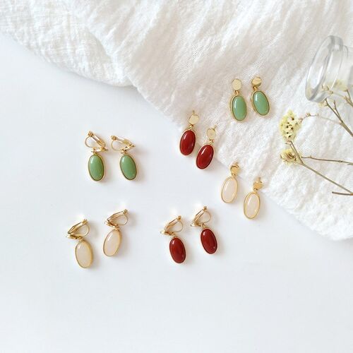 Japan Natrual Forest Crystal Stone Clips on Earring Without
