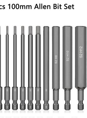 10Pcs 1/4 Hex Head Allen Wrench Drill Bit 100mm Long Handle