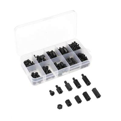 180Pcs Black M3 Nylon Hex Spacers Male/Female Screws Nuts St