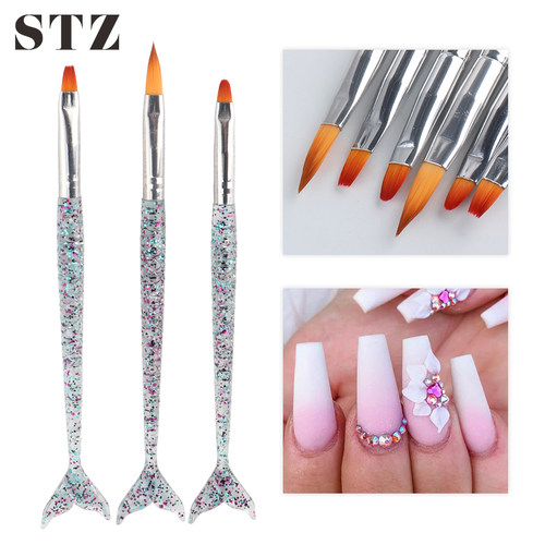 Acrylic Nail Brush UV Gel Polish Powder 3D Carving Nail Art