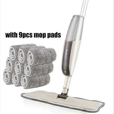 Spray Floor Mop with Replacet Microfiber Pads  Washing Flat