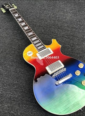 New electric guitar, colored paint, maple tiger veneer, peac