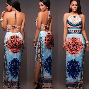 2018 new summer dress sleeveless casual african print