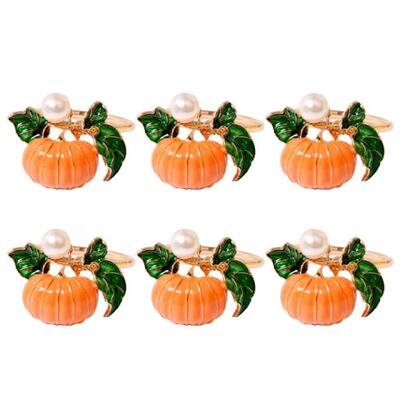 4/6pcs Thanksgiving Napkin Rings Pumpkin Napkin Holders Fall