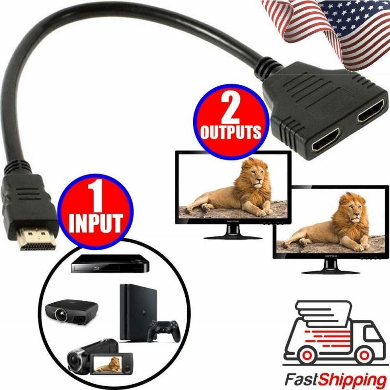 HDMI Splitter 1 Input Male To 2 Output Female Port Cable Ad