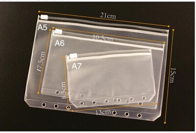 A5 A6 A7 PVC Waterproof Filofax Zipper Bag Concise Planner
