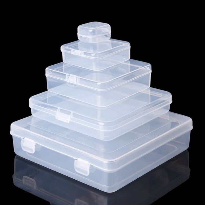Square Transparent Plastic Jewelry Storage Boxes Beads Ring