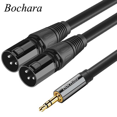 Bochara 3.5mm Stereo Jack Male to Dual XLR Male OFC Aux Aud