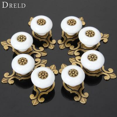 8Pcs White Furniture Handle Ceramic Cabinet Knobs and Handle