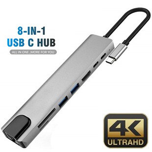 USB C HUB Type C to HDMI Switch RJ45 USB 3.0 Port SD/TF Car