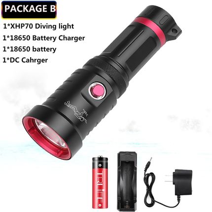 IPX8 Waterproof Professional LED Diving Flashlight XHP70 Div