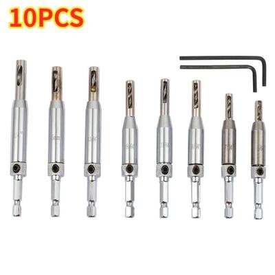 10pcs/set Core Drill Bit Set Hole Puncher Hinge Tapper for D