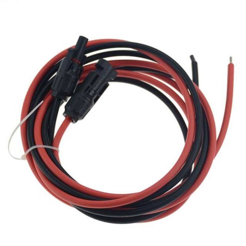 1 Pair Solar Panel Extension Cable Copper Wire Black and Red