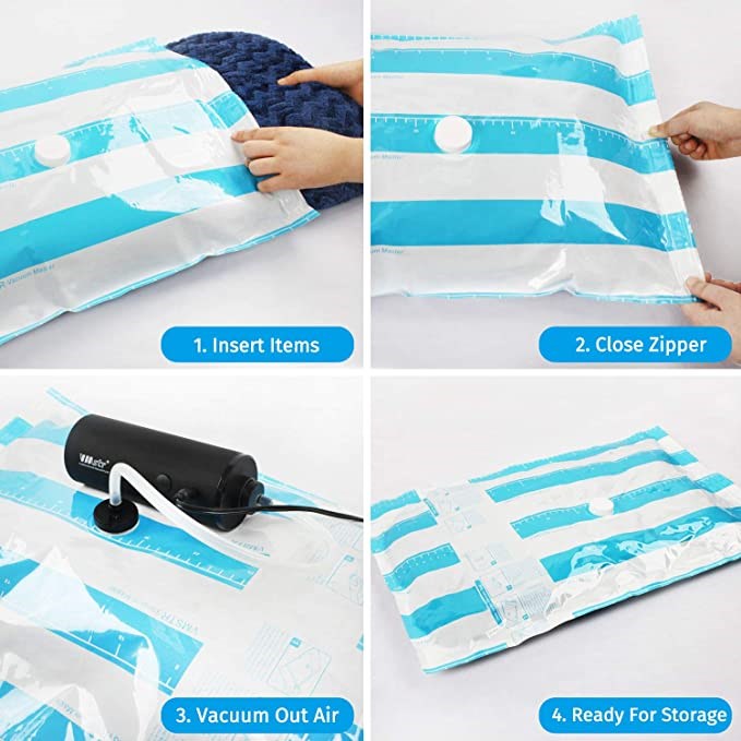 VMSTR Travel Vacuum Storage Bags with Electric Pump with 4