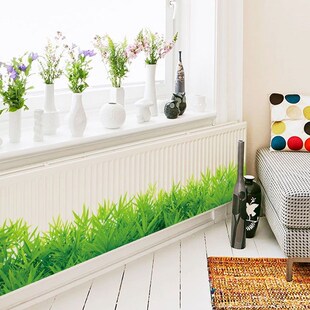 3D Fresh Green Grass Wall Stickers Baseboard PVC Skirting K
