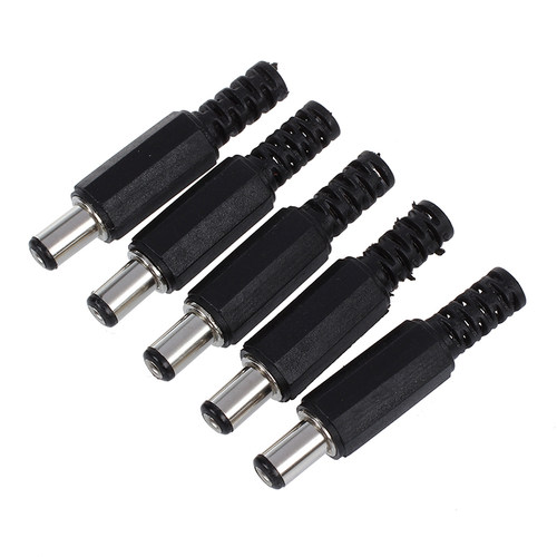 SODIAL(R) 5 Pcs Black 2.1Mm X 5.5Mm DC Power Male Plug Jack