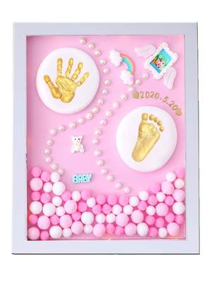 Baby's hand and foot print clay and fetal hair souvenir