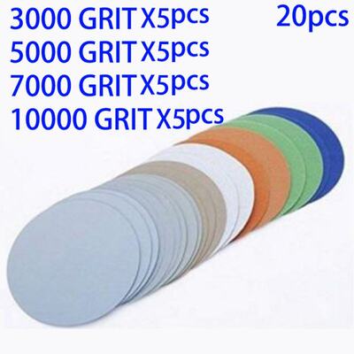 20Pcs 3 Inch Round Sanding Paper 3000 5000 7000 10000 Grit S